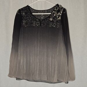 Rohit Gandhi + Rahul Khanna Black And Gray Embellished Top Sz XS